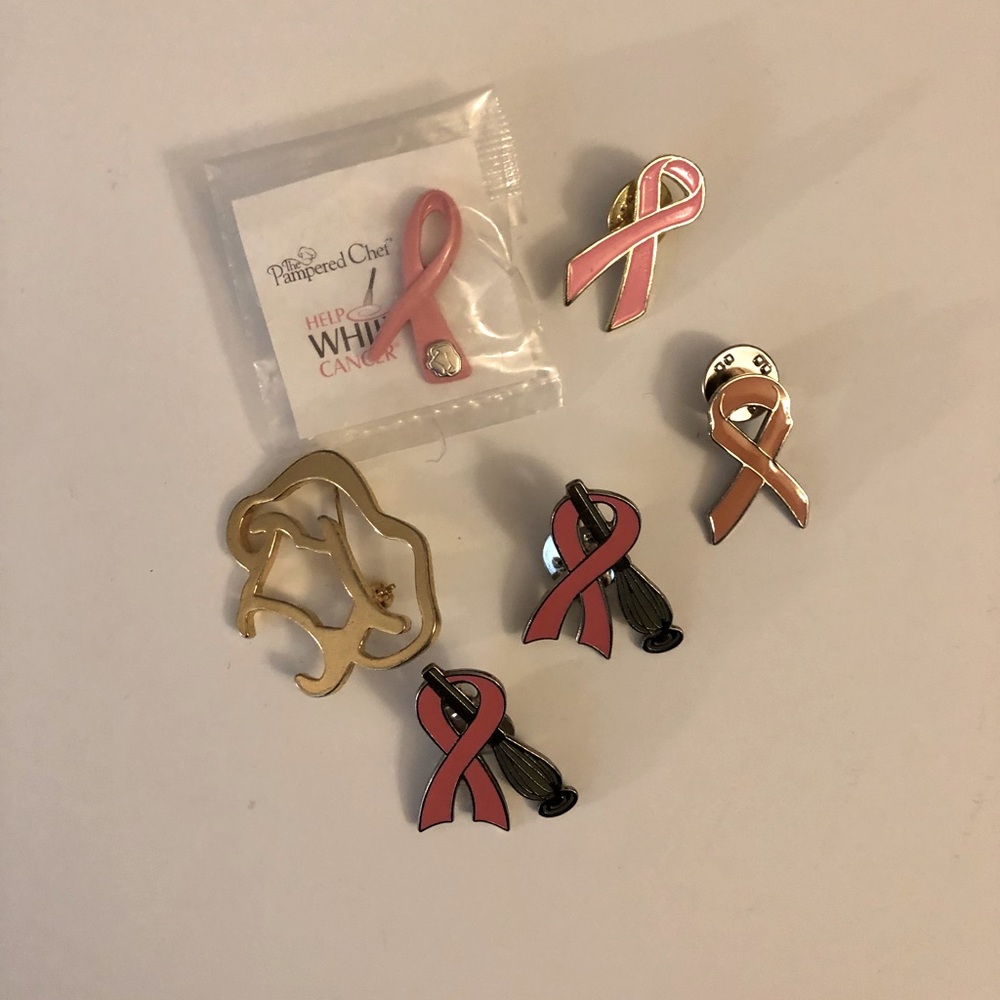 Pampered Chef pins - Help Whip Cancer and Chefs hat.